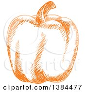 Clipart Of A Sketched Bell Pepper Royalty Free Vector Illustration