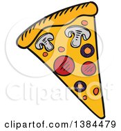 Clipart Of A Sketched Slice Of Pizza Royalty Free Vector Illustration