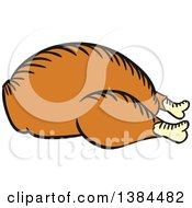 Clipart Of A Sketched Roasted Chicken Royalty Free Vector Illustration