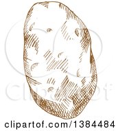 Clipart Of A Sketched Brown Potato Royalty Free Vector Illustration