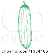Clipart Of A Sketched Green Cucumber Royalty Free Vector Illustration