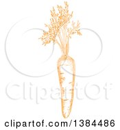 Clipart Of A Sketched Orange Carrot Royalty Free Vector Illustration