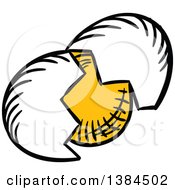 Clipart Of A Sketched Cracked Egg And Shell Royalty Free Vector Illustration