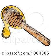 Clipart Of A Sketched Honey Dipper Royalty Free Vector Illustration
