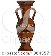 Clipart Of A Sketched Vase Royalty Free Vector Illustration