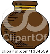 Clipart Of A Sketched Pot Royalty Free Vector Illustration