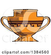 Clipart Of A Sketched Vase Royalty Free Vector Illustration by Vector Tradition SM