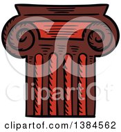 Clipart Of A Sketched Column Royalty Free Vector Illustration