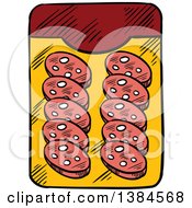 Clipart Of A Sketched Tray Of Sliced Salami Royalty Free Vector Illustration