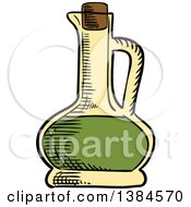 Clipart Of A Sketched Jar Of Olive Oil Royalty Free Vector Illustration