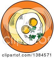 Poster, Art Print Of Sketched Plate With Sunny Side Up Eggs