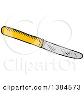 Clipart Of A Sketched Butter Knife Royalty Free Vector Illustration
