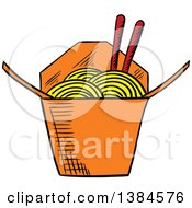 Poster, Art Print Of Sketched Takeout Container Of Noodles