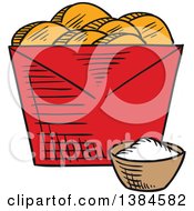 Clipart Of Sketched Potates And Dip Royalty Free Vector Illustration