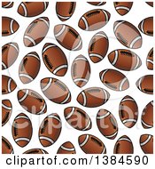 Poster, Art Print Of Background Pattern Of Seamless Brown And White American Footballs