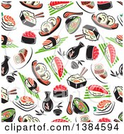 Seamless Background Pattern Of Sushi