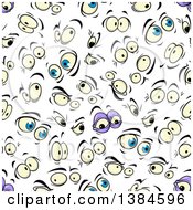 Clipart Of A Seamless Background Pattern Of Happy Angry Funny Scared Surprise And Eerie Eyes Royalty Free Vector Illustration