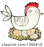 Clipart Of A Cartoon Hen Chicken Nesting Royalty Free Vector Illustration