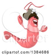 Clipart Of A 3d Pink Shrimp Pirate On A White Background Royalty Free Illustration by Julos