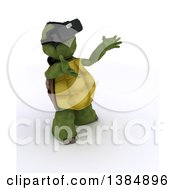 3d Tortoise Wearing A Virtual Reality Headset On A White Background