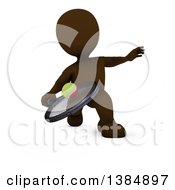 Poster, Art Print Of 3d Brown Man Playing Tennis On A White Background