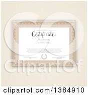 Poster, Art Print Of Certificate Template With Sample Text Over Brown Stripes