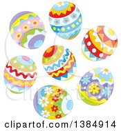 Clipart Of A Cluster Of Decorated Easter Eggs Royalty Free Vector Illustration