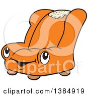 Clipart Of A Cartoon Happy Orange Chair Character Royalty Free Vector Illustration