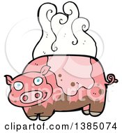 Clipart Of A Cartoon Stinky Pink Pig Royalty Free Vector Illustration