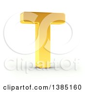 Poster, Art Print Of 3d Golden Capital Letter T On A Shaded White Background With Clipping Path