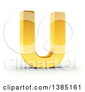 Poster, Art Print Of 3d Golden Capital Letter U On A Shaded White Background With Clipping Path