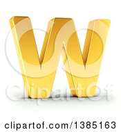 3d Golden Capital Letter W On A Shaded White Background With Clipping Path