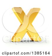 3d Golden Capital Letter X On A Shaded White Background With Clipping Path