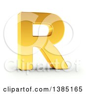 3d Golden Capital Letter R On A Shaded White Background With Clipping Path