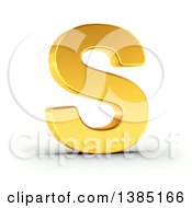 3d Golden Capital Letter S On A Shaded White Background With Clipping Path