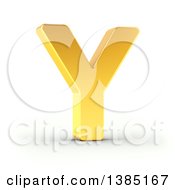 3d Golden Capital Letter Y On A Shaded White Background With Clipping Path