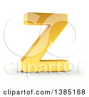 Poster, Art Print Of 3d Golden Capital Letter Z On A Shaded White Background With Clipping Path