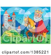 Poster, Art Print Of Happy Caucasian Horseback King Near A Castle
