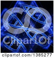 Poster, Art Print Of 3d Background With Blue Dna Strands And Lights
