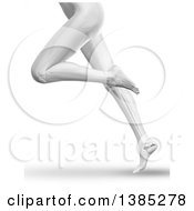 Poster, Art Print Of 3d Grayscale Anatomical Womans Legs Running With Visible Bones On White