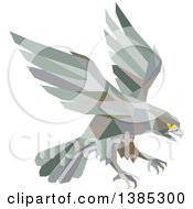 Clipart Of A Retro Geometric Low Poly Peregrine Falcon Swooping For Prey Royalty Free Vector Illustration by patrimonio