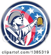 Retro American Patriot Soldier Toasting With A Beer In An American Circle