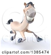 Clipart Of A 3d Beige Horse Running On A White Background Royalty Free Illustration