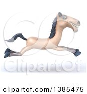 Clipart Of A 3d Beige Horse Running On A White Background Royalty Free Illustration