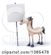 Clipart Of A 3d Beige Horse On A White Background Royalty Free Illustration