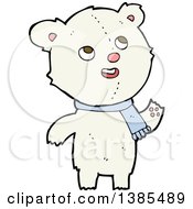 Poster, Art Print Of Cartoon Teddy Polar Bear Wearing A Scarf