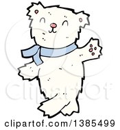 Clipart Of A Cartoon Polar Bear Wearing A Scarf Royalty Free Vector Illustration