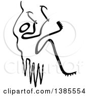 Clipart Of A Black And White Stick Man Ice Climbing Royalty Free Vector Illustration by Zooco