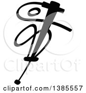 Clipart Of A Black And White Stick Man Doing Stunts On A Pogo Stick Royalty Free Vector Illustration
