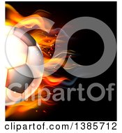 Poster, Art Print Of Cropped 3d Flaming Soccer Ball Flying Over Black